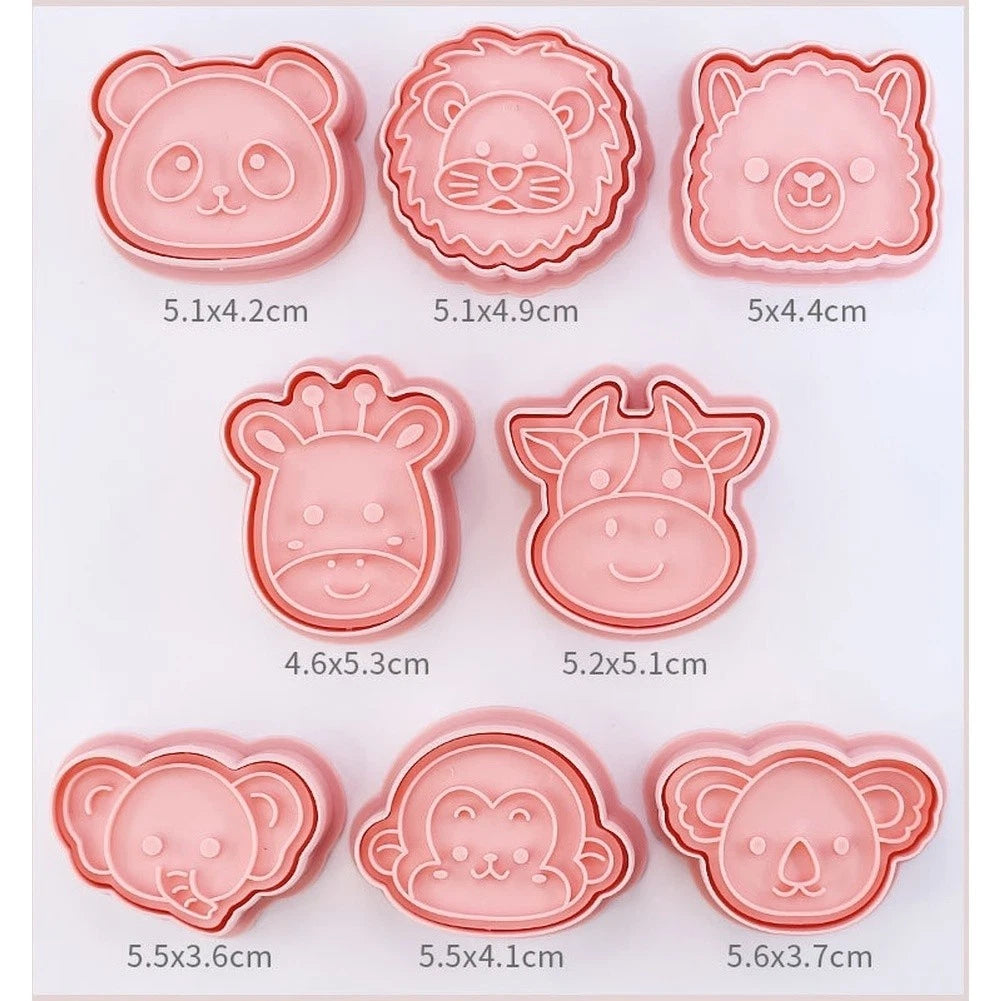 8 Piece Animal Shaped Cookie Molds for Baking - PP Food Safe Tools
