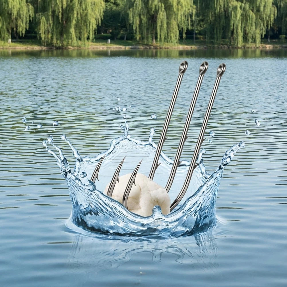 100pcs Double Barb Long Shank Fishing Hooks for Surf Saltwater