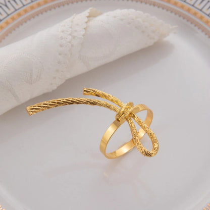 Set of 6 Gold Bow Tie Napkin Rings for Elegant Dinner Parties