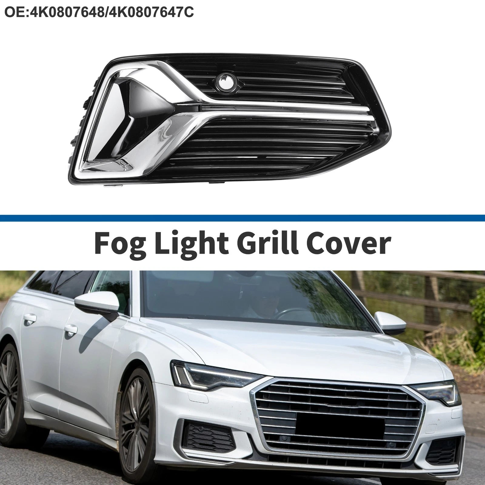 Front Right Fog Light Grill Replacement for Audi A6 (2019–2023)