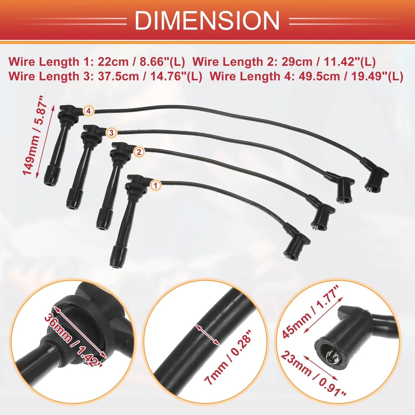 4 Pcs Spark Plug Wire Ignition Coil Cable for Hyundai Accent (2011–2020)
