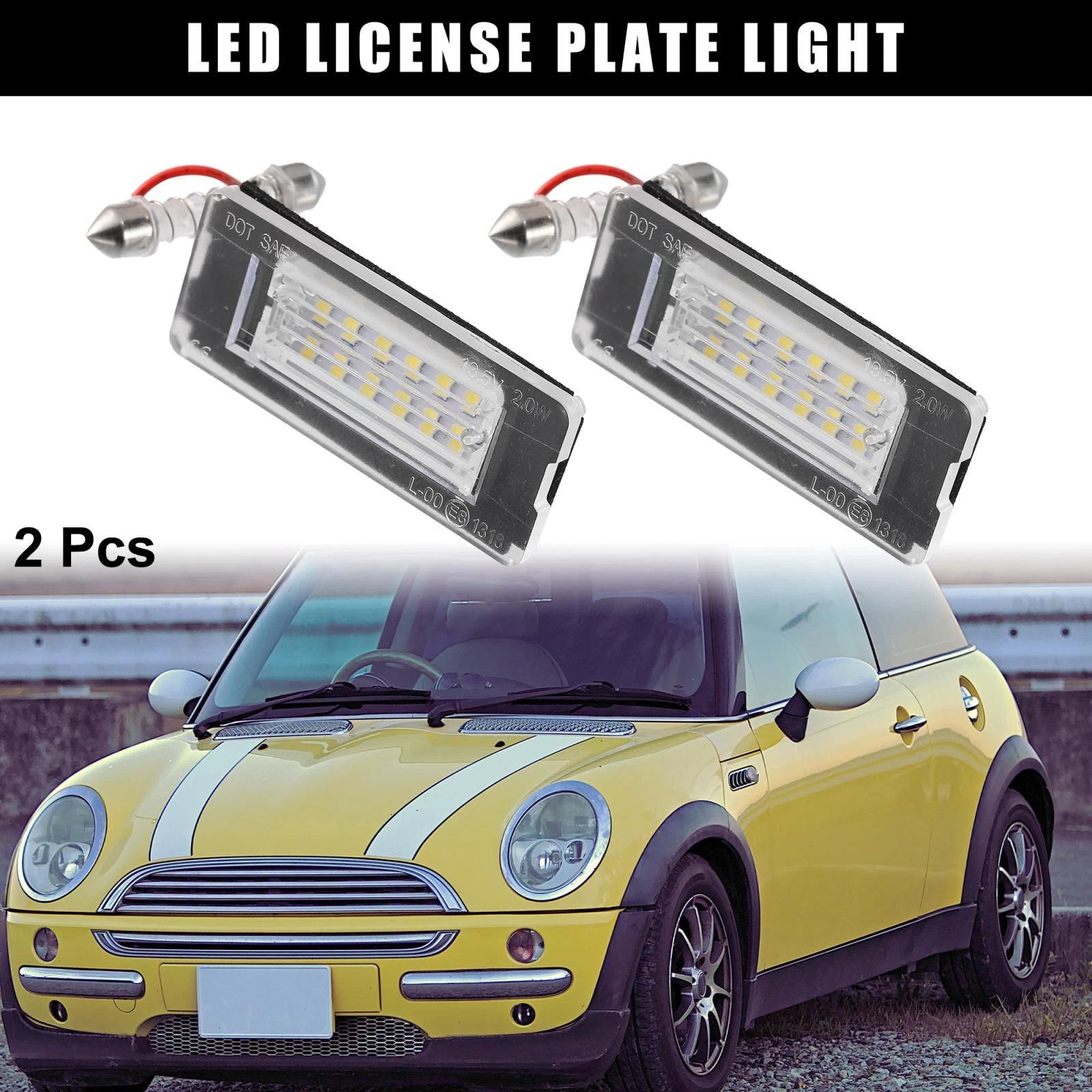 2X LED License Plate Light for Mini Cooper (2007–2015)