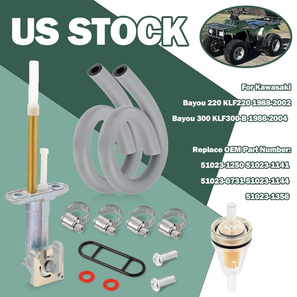 Fuel Valve Petcock Kit for Kawasaki Bayou 220 KLF220 (1988–2002)