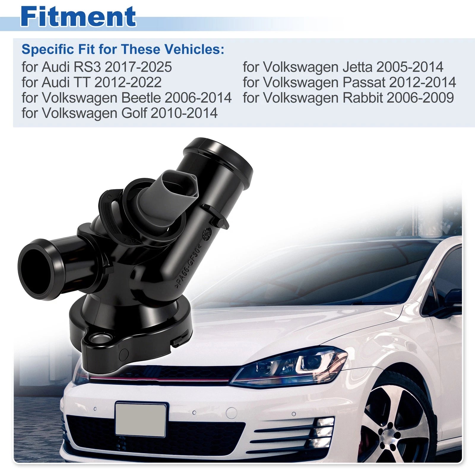 Engine Coolant Thermostat Housing Assembly for Volkswagen Beetle Golf Jetta (2005–2018)