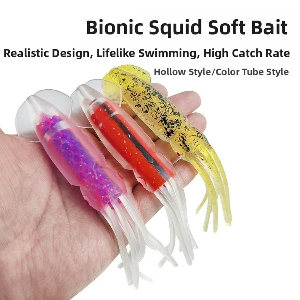12.5cm Dual Color Soft Squid Lure with 3D Eyes