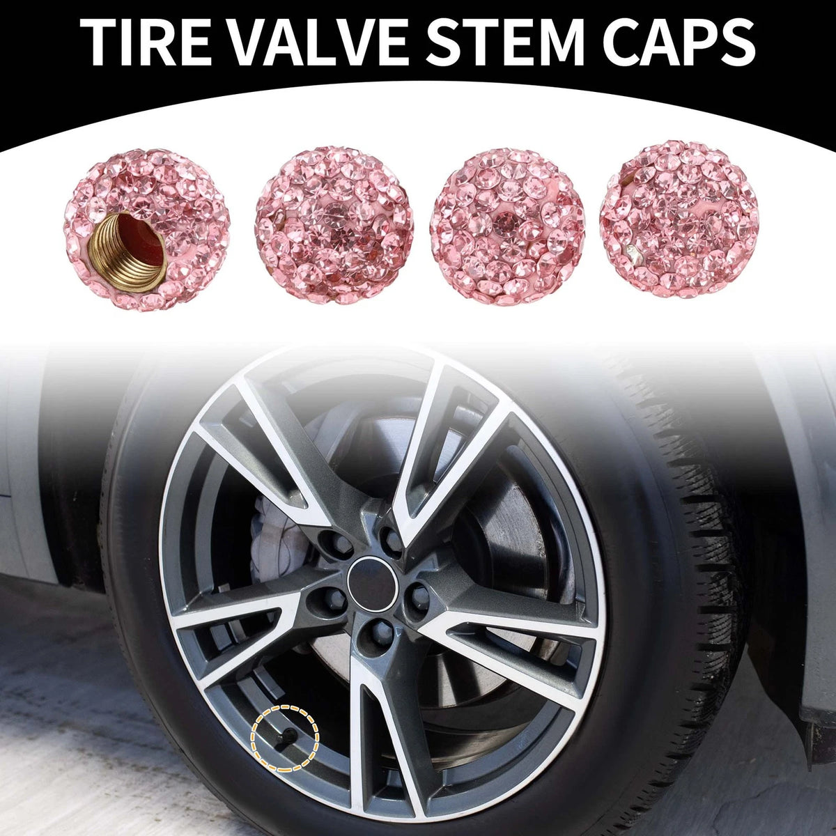 Tire Valve Stem Caps Replacement for Car SUV Bike RV (4 Pack) (4pcs)