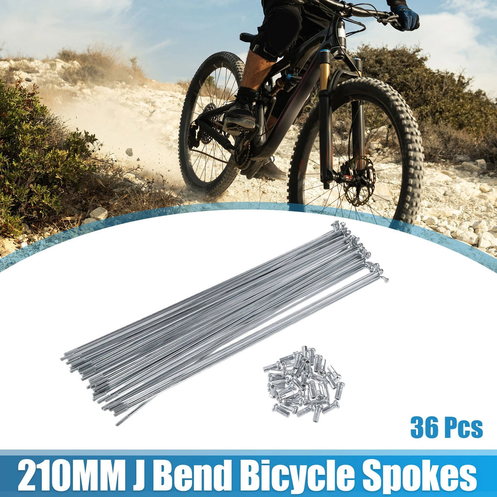 Bicycle Spokes and Nipples J Bend 210mm for 14G 36pcs Cycle Replacement
