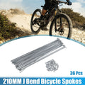 Bicycle Spokes and Nipples J Bend 210mm for 14G 36pcs Cycle Replacement