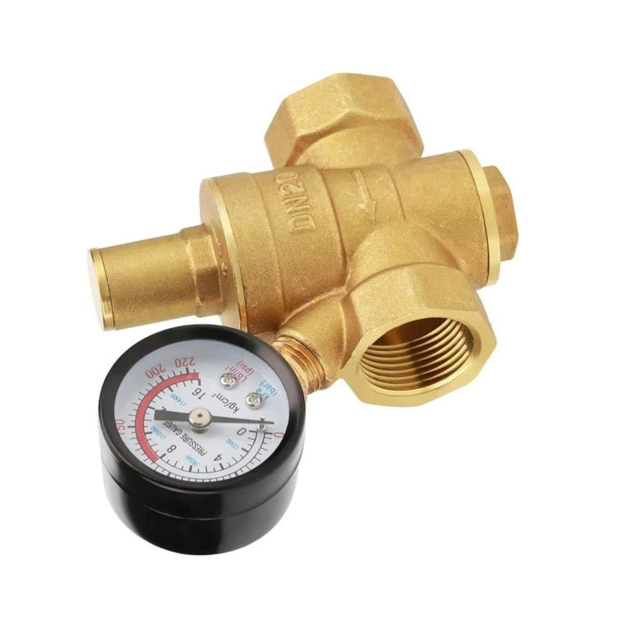 Adjustable Brass Water Pressure Reducing Valve Regulator with Gauge (NPT)