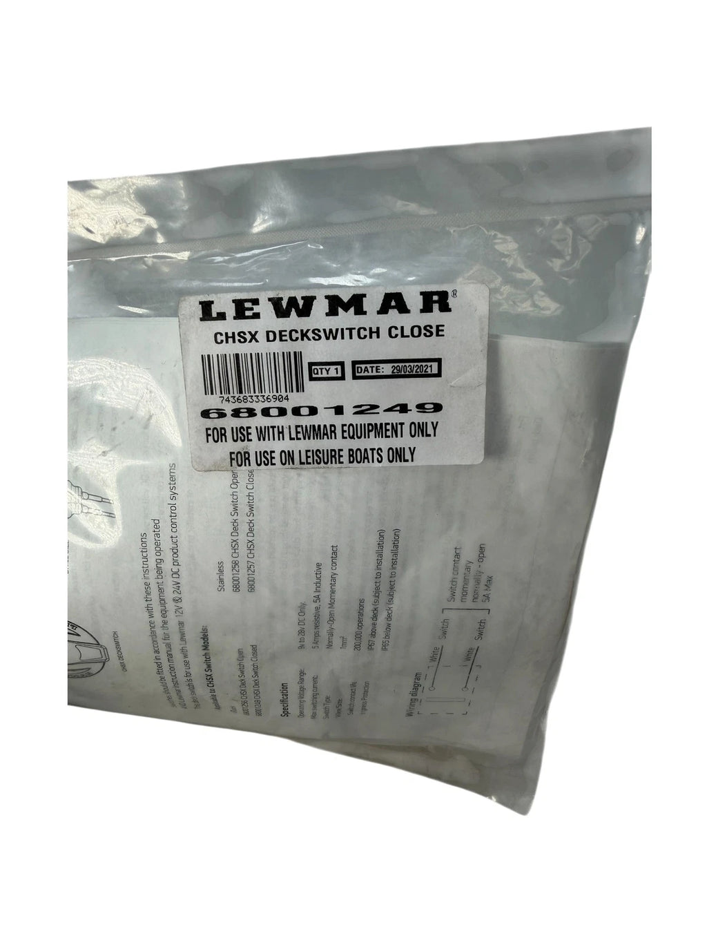 Lewmar CHSX Deck Switch for (12/24V, Black, 68001249)