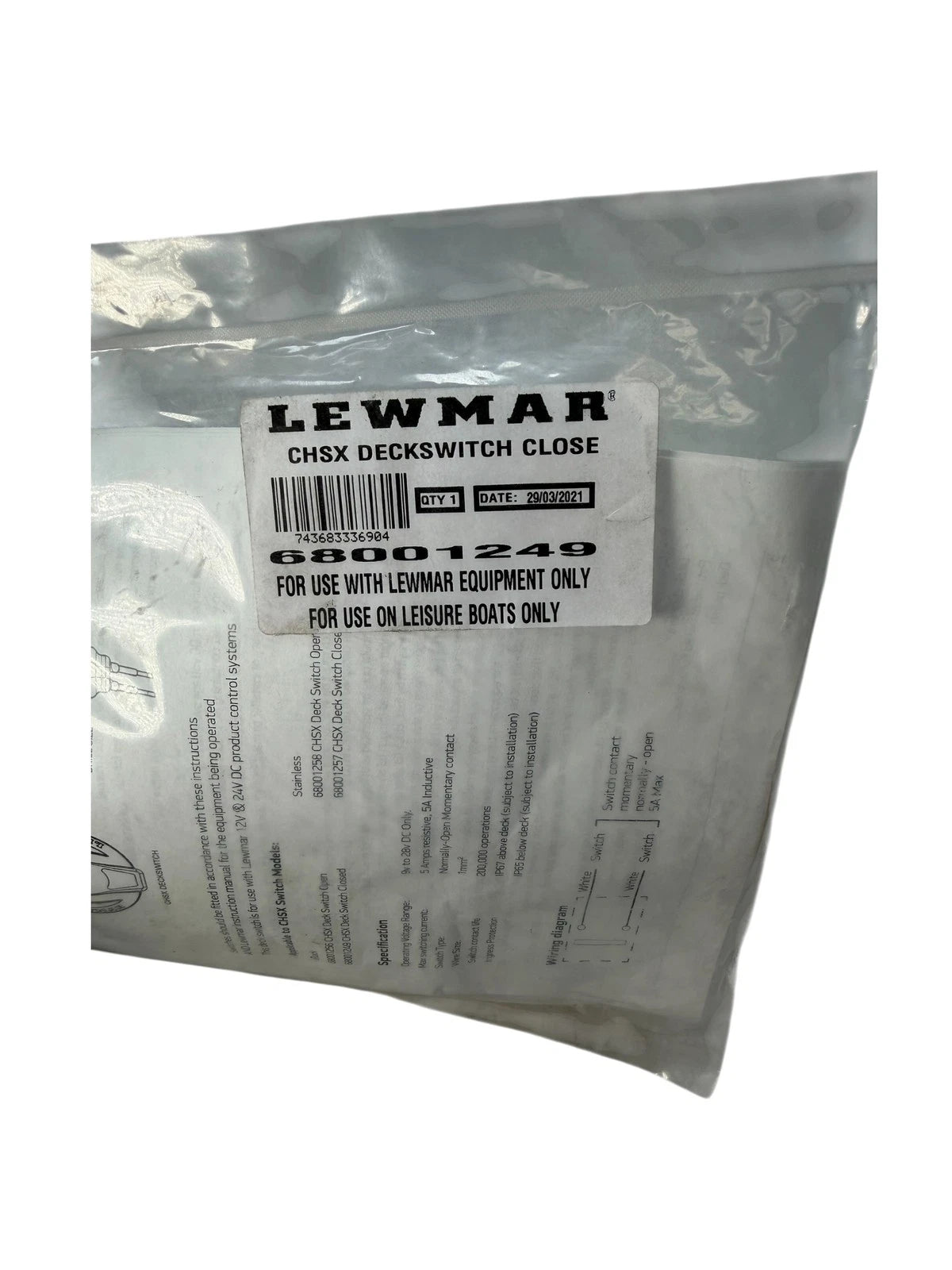 Lewmar CHSX Deck Switch for (12/24V, Black, 68001249)