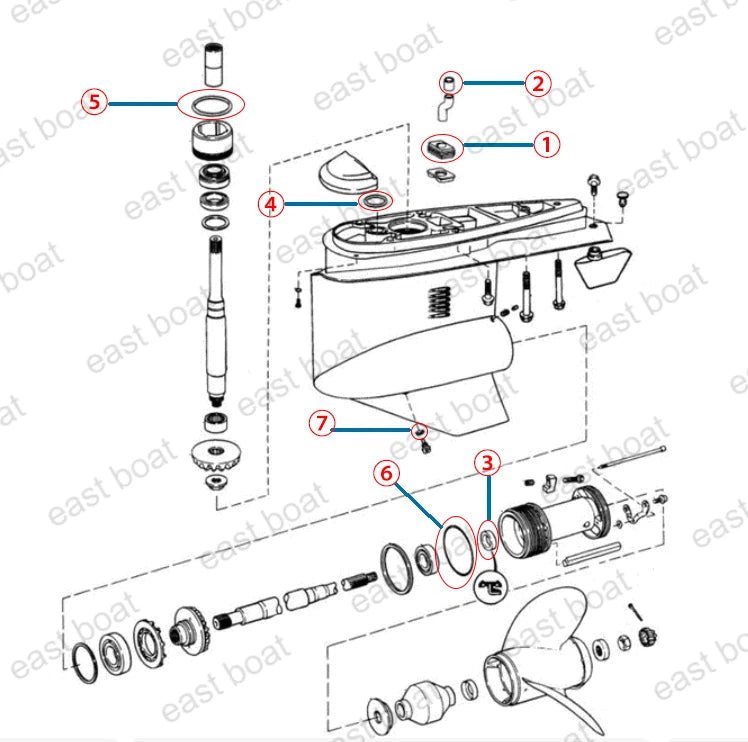 Gear Housing Seal Kit for Volvo Penta SX (Up to 2006) 3855275 18-2598