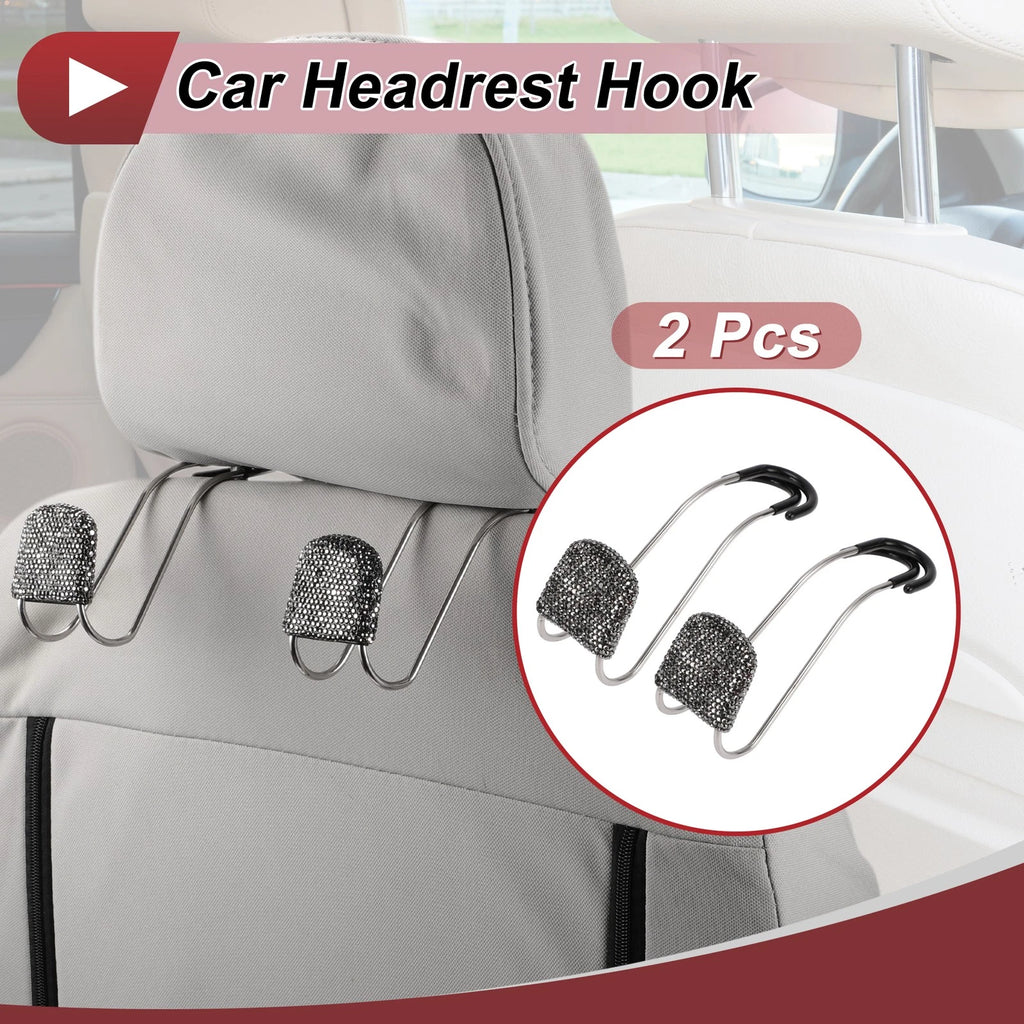 2 Pcs Universal Car Seat Headrest Hook for Purses Bag (Gloss Black)