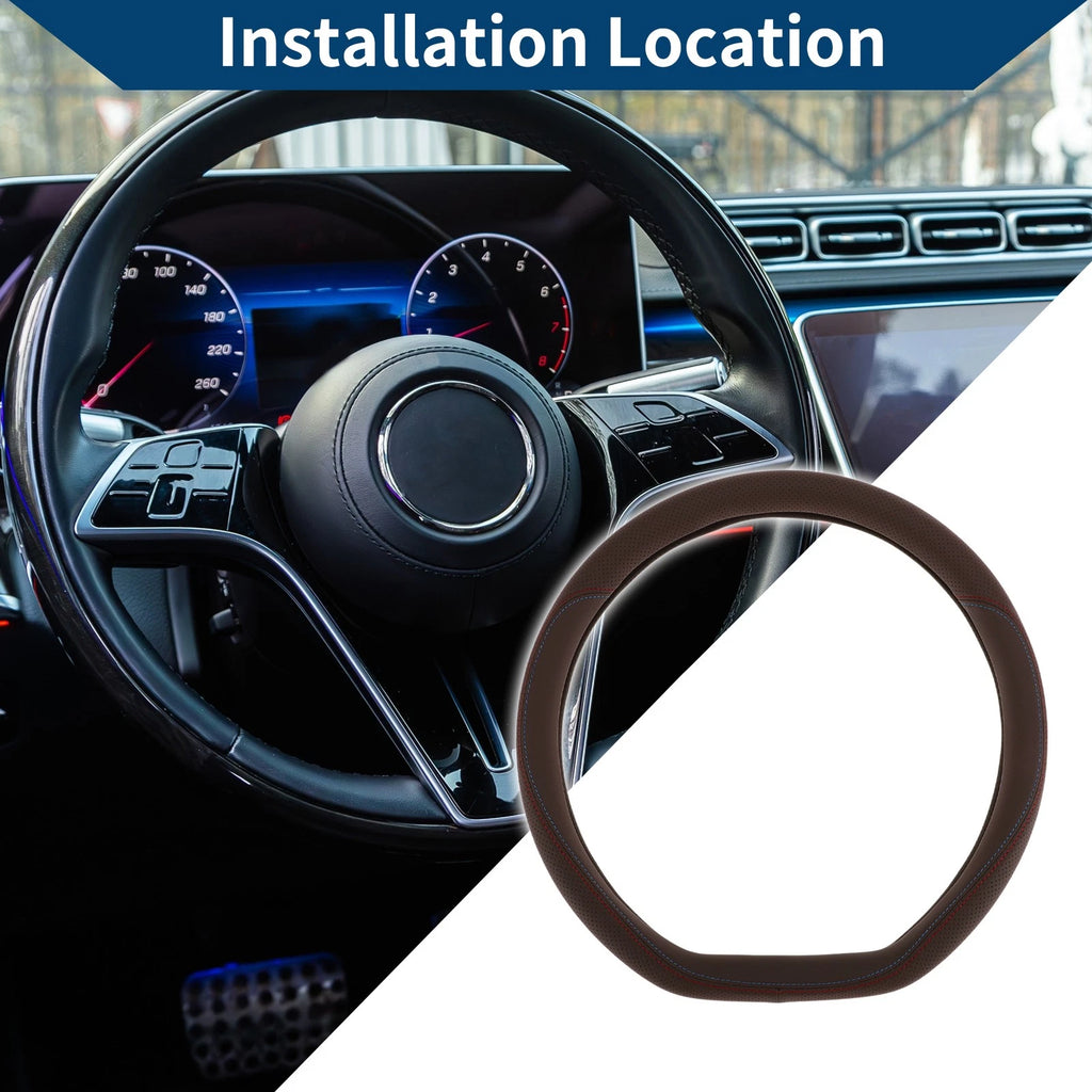 Steering Wheel Cover for Car (14.96", Deep Brown)