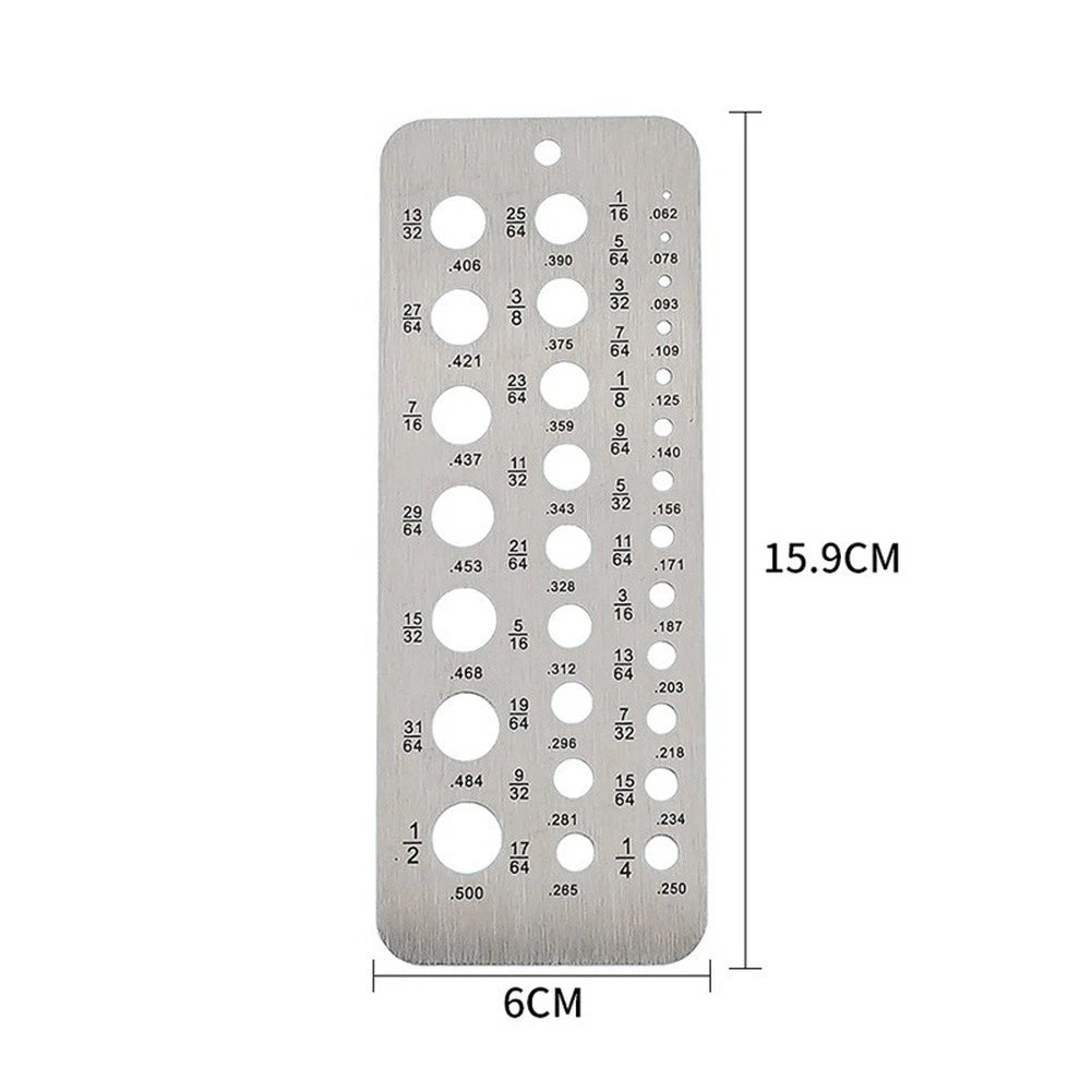Stainless Steel Drill Bit Gauge for DIY Projects (1764 to 12 Inch)