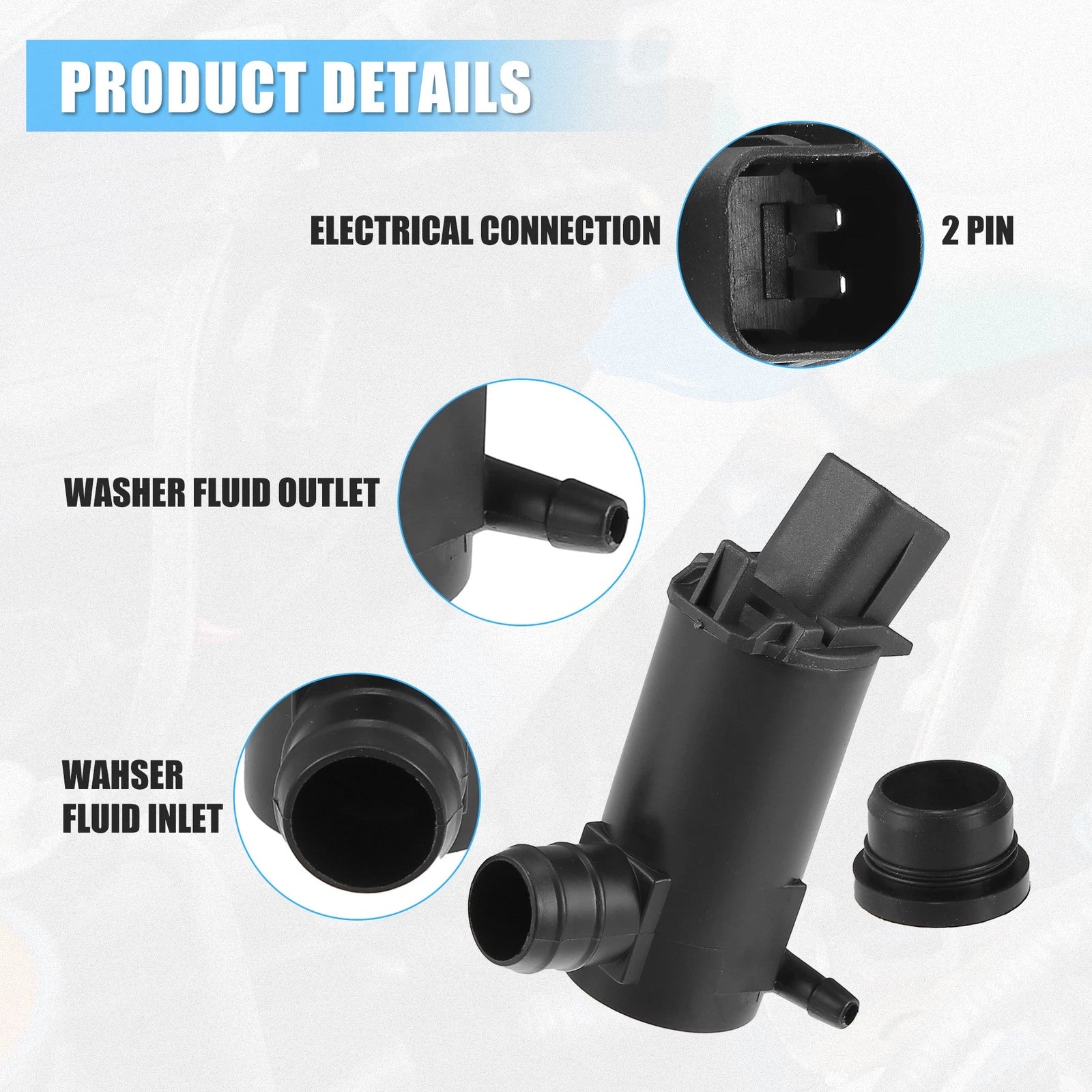 Windshield Washer Motor Pump Replacement for Hyundai Accent (2006–2011)