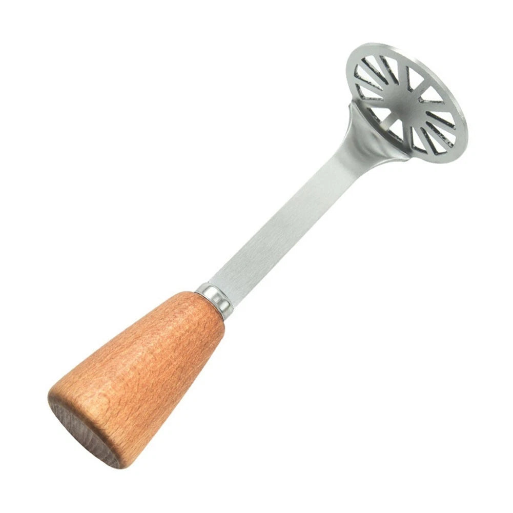 Manual Potato Masher Tool with Wooden Handle for Efficient Mashing