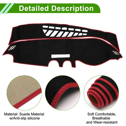 Dashboard Cover Mat for Audi A3 (2014–2020) Sun Protector Black Red