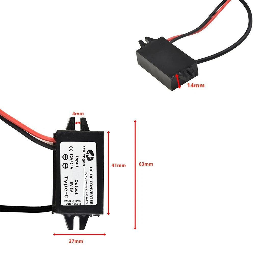 Type-C USB Smart Charger Module for 12V-24V Vehicles (2015–2023)