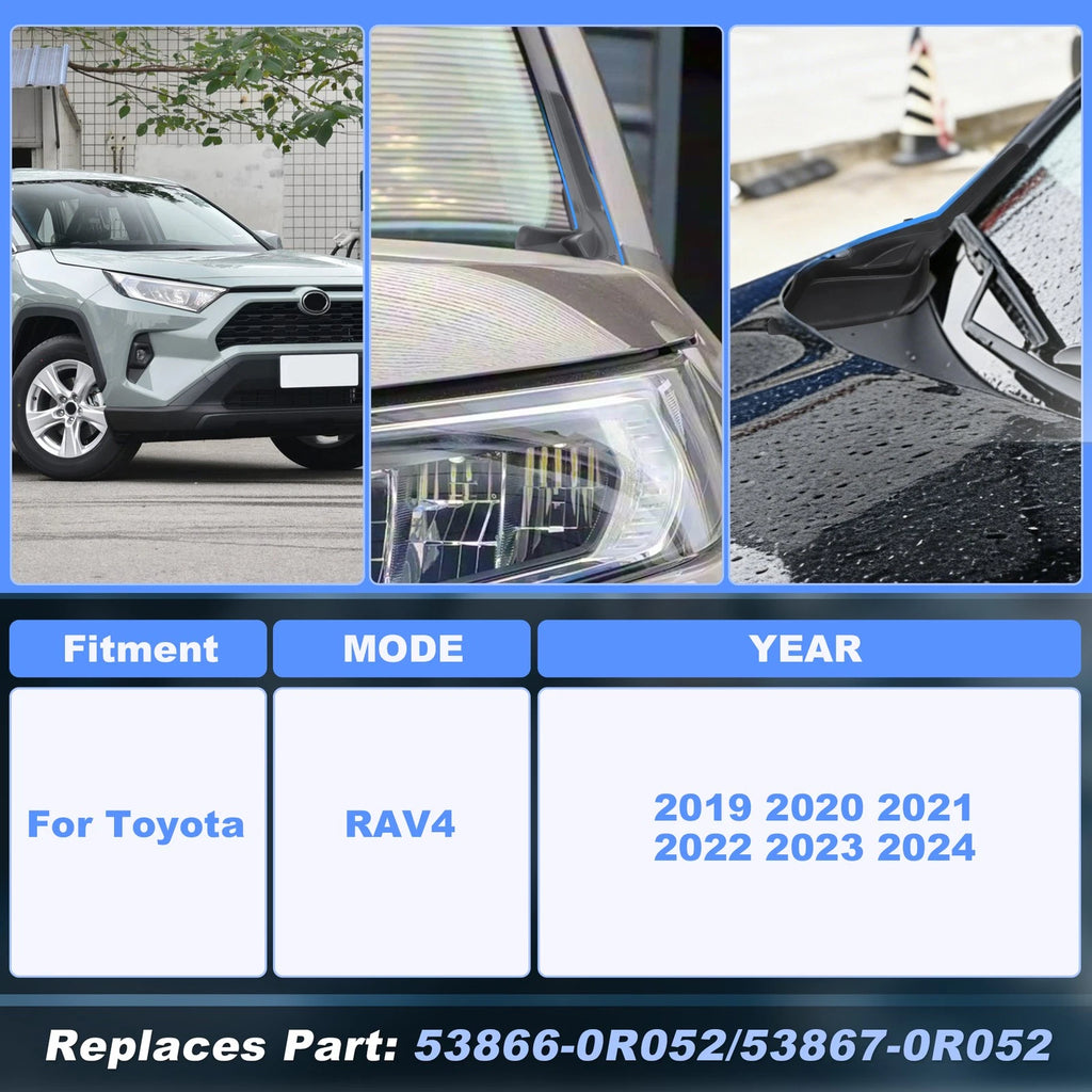 Front Windshield Wiper Side Cowl Extension Trim Cover for Toyota RAV4 (2019–2024)