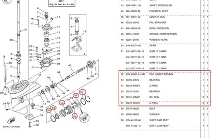 Lower Casing Cap Assy for Yamaha Outboard (61N-45361-01-4D, 93210-64ME7)