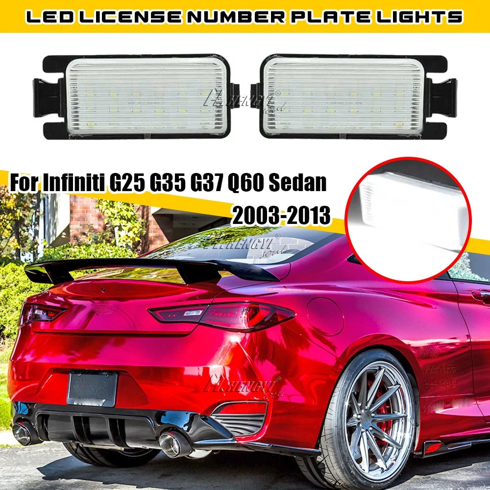2X White LED License Plate Lights for Nissan 350Z 370Z GTR Infiniti G35 G37