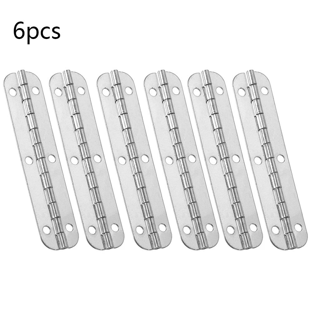 Set of 6 Silver Cabinet Hinges for Toolbox (65mm x 15mm)