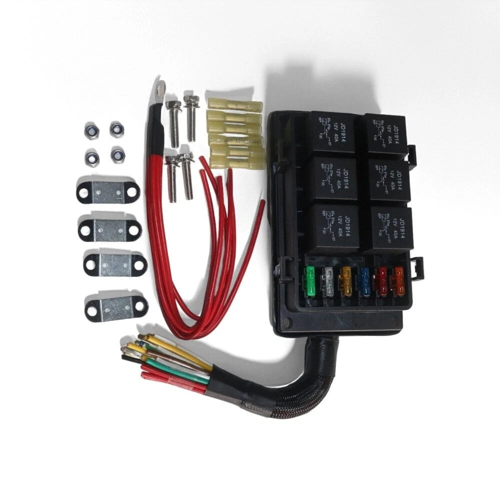 6 Way 12V Waterproof Fuse & Relay Box for Universal Car Truck Boat