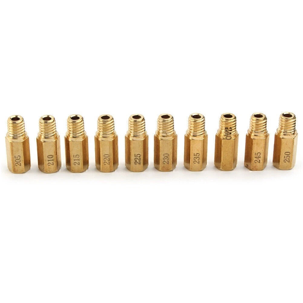 10pcs Carburetor Main Jets Slow/Pilot Jet Kit for PWK OKO CVK (205-250)