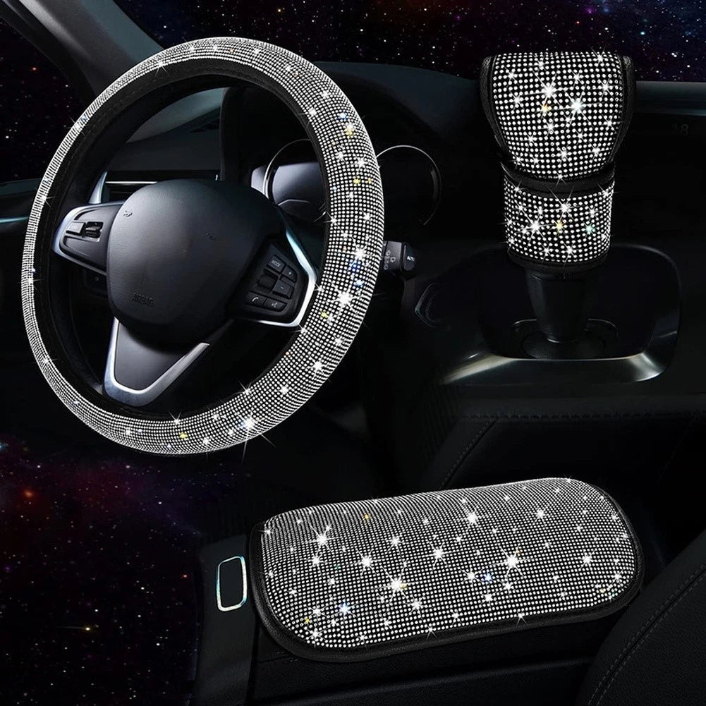Steering Wheel Cover Set with Gear Shift Knob and Armrest Pad in Suede Material