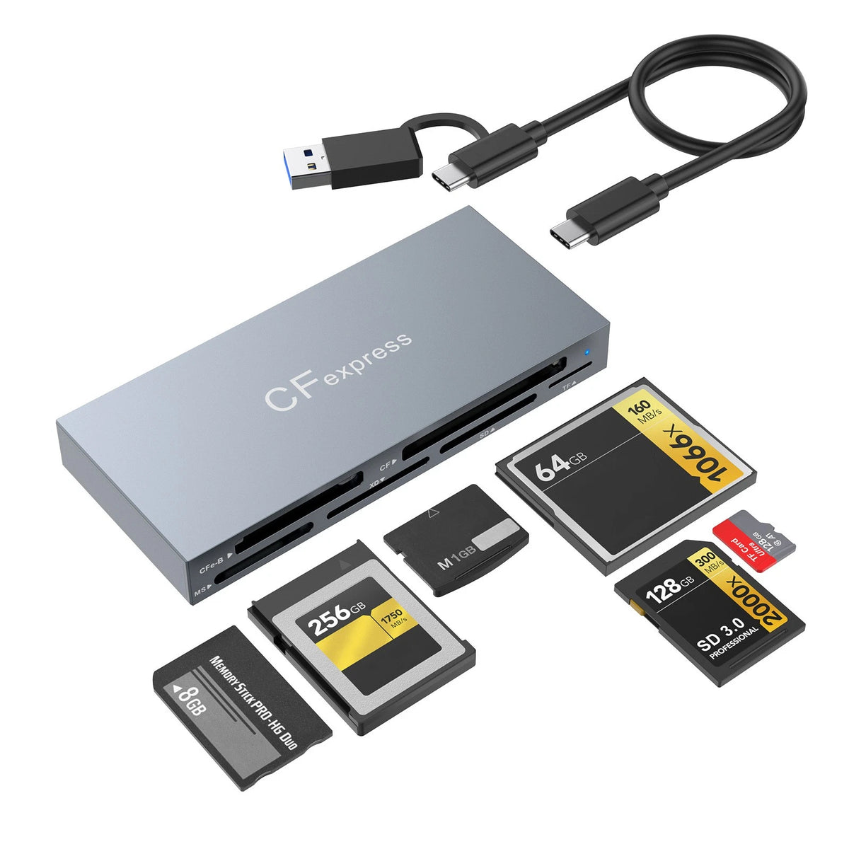 6-in-1 USB 3.2 Gen2 Card Reader for CFexpress Type B/CF/MS/XD/SD/TF