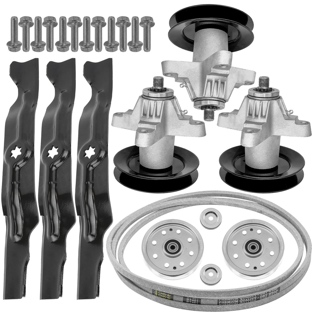 Spindle and Blade with Belt Pulley Replacement for Troy-Bilt 50 Inch (2008–2016)