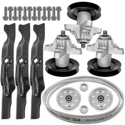 Spindle and Blade with Belt Pulley Replacement for Troy-Bilt 50 Inch (2008–2016)