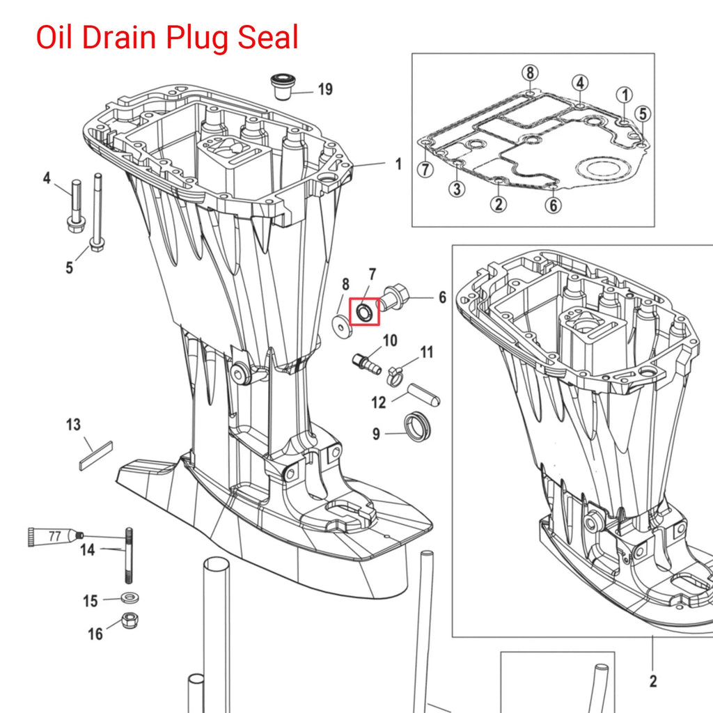8M0007119 Oil Drain Plug Seal Washer & Screw Gasket for Mercury 30-60 HP