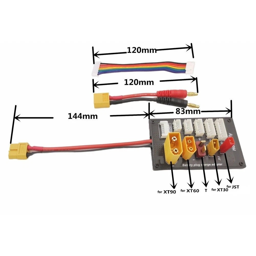 Adapter Board for RC Batteries (Wide Compatibility, 14AWG Silicone Cables)