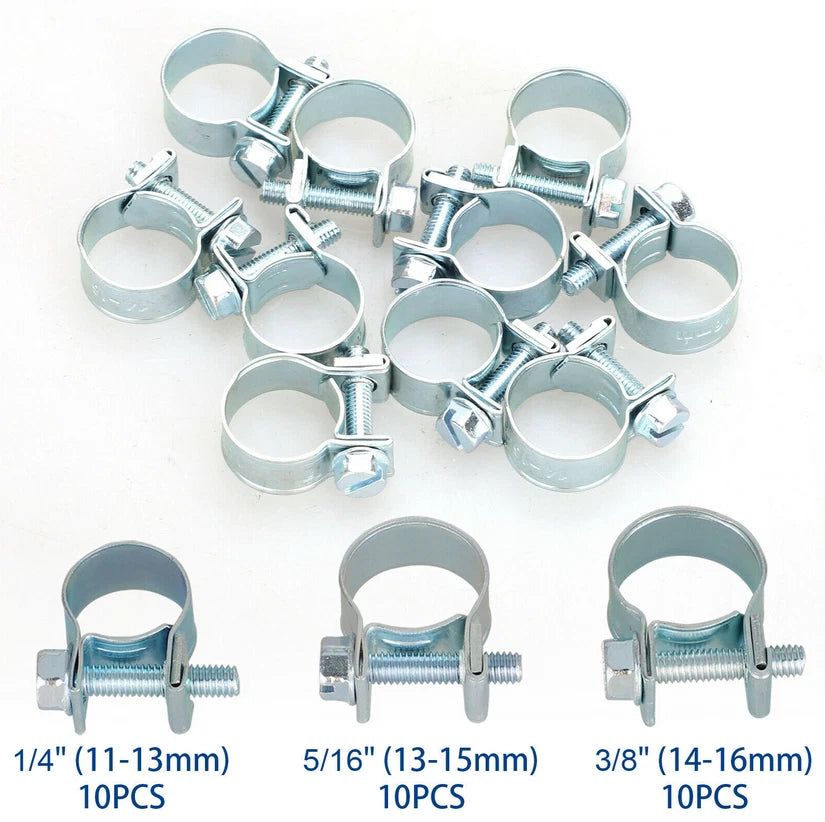 10 Pcs 1/4" Fuel Injection Hose Clamps for Universal Applications
