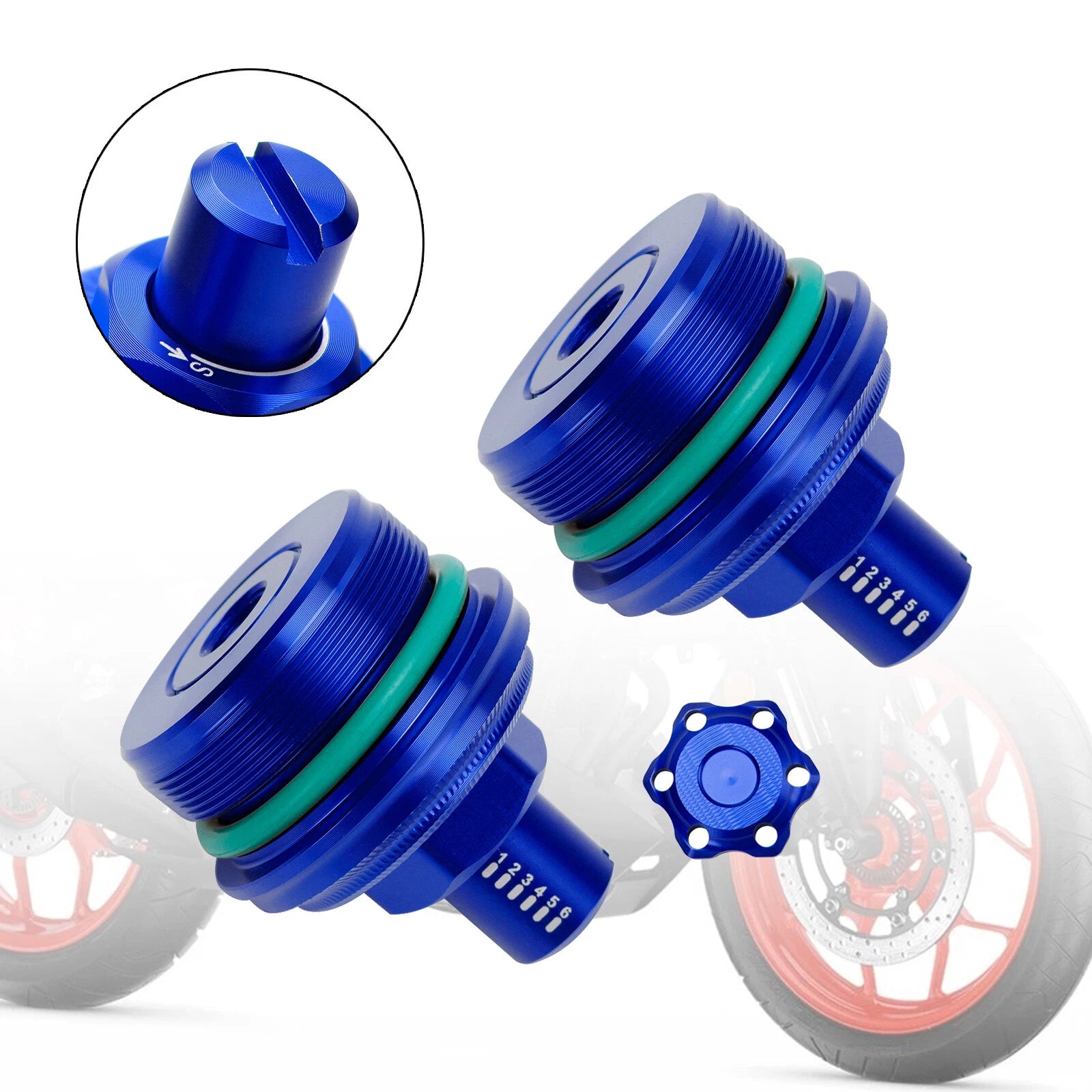 2X Fork Bolt Preload Adjuster Cap Screw Blue for Yamaha MT-03 (2019–2023)