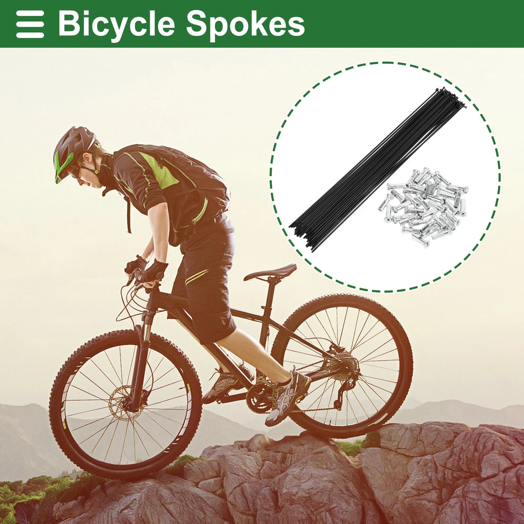 Set 14G 305mm Carbon Steel Bicycle Spokes Nipple Replacement Universal