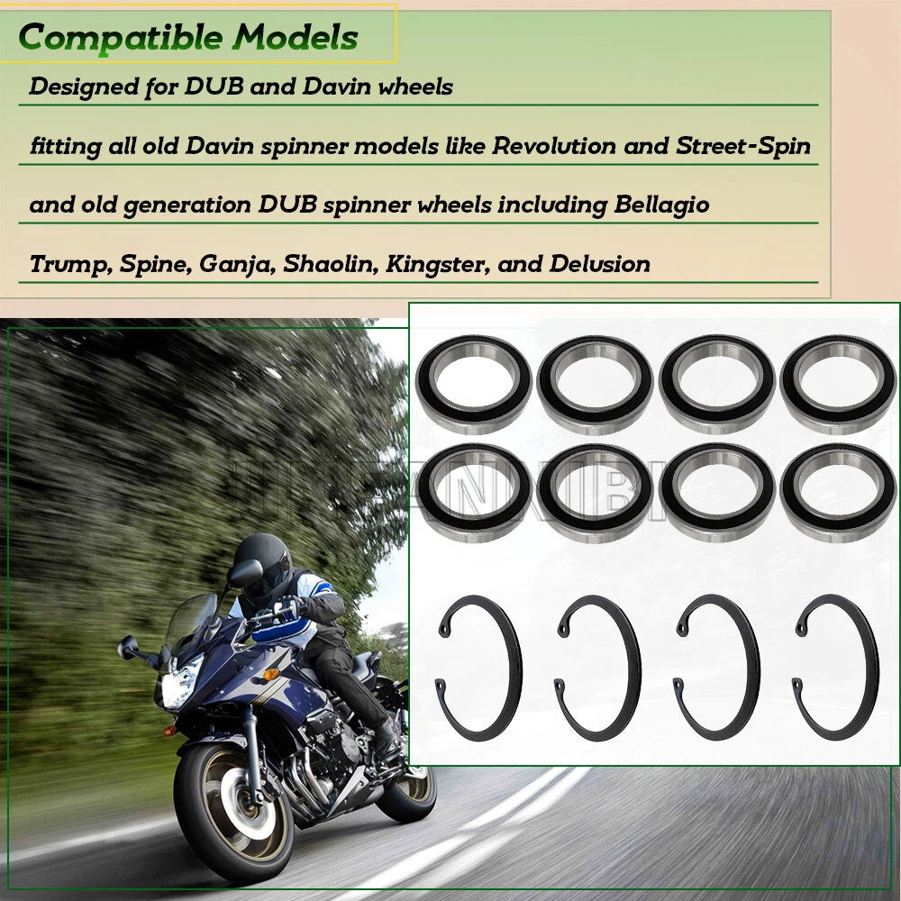 8PCS Spinner Floaters Wheel Bearings & Rings for Dub Davin Small Size