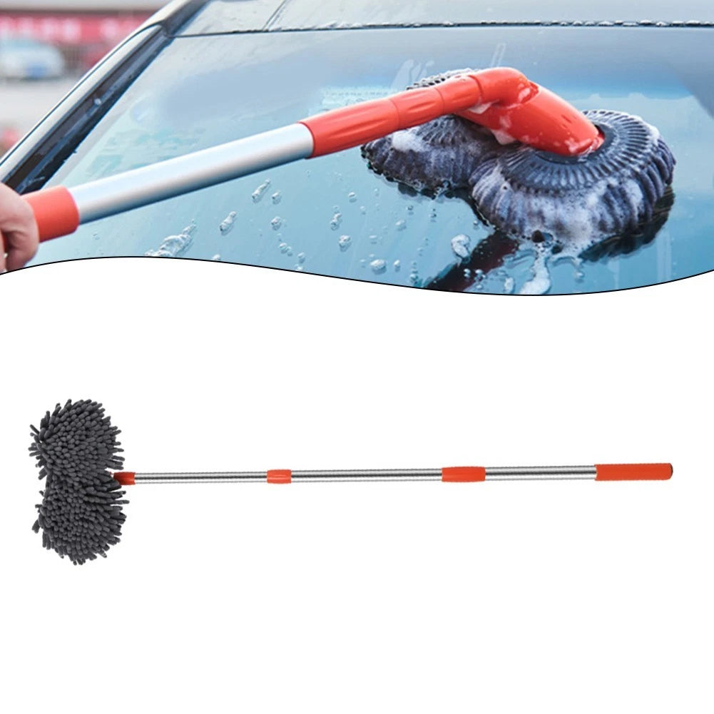 Dual Microfiber Car Wash Mop with Rotating Head for Efficient Cleaning