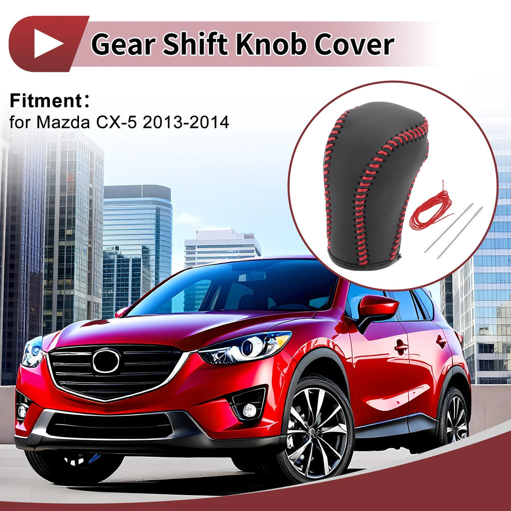 Gear Shift Knob Cover Replacement for Mazda CX-5 (2013–2014) Black Red