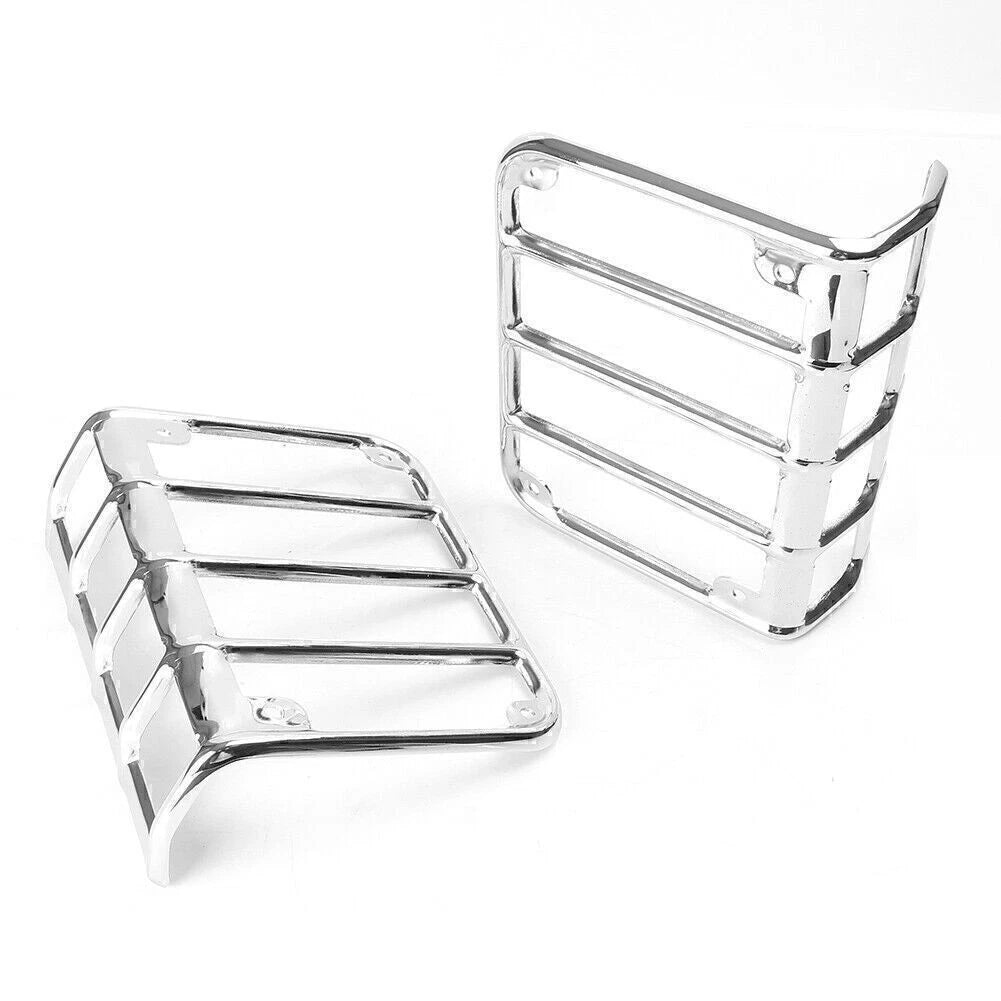 2X Steel Tail Light Cover Protector for Jeep Wrangler JK (2007–2016) Chrome