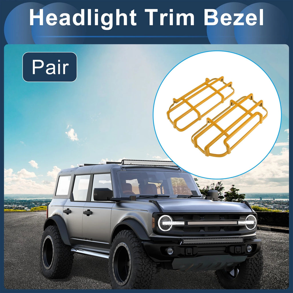 1 Pair Headlight Trim Bezel for Ford Bronco - Yellow