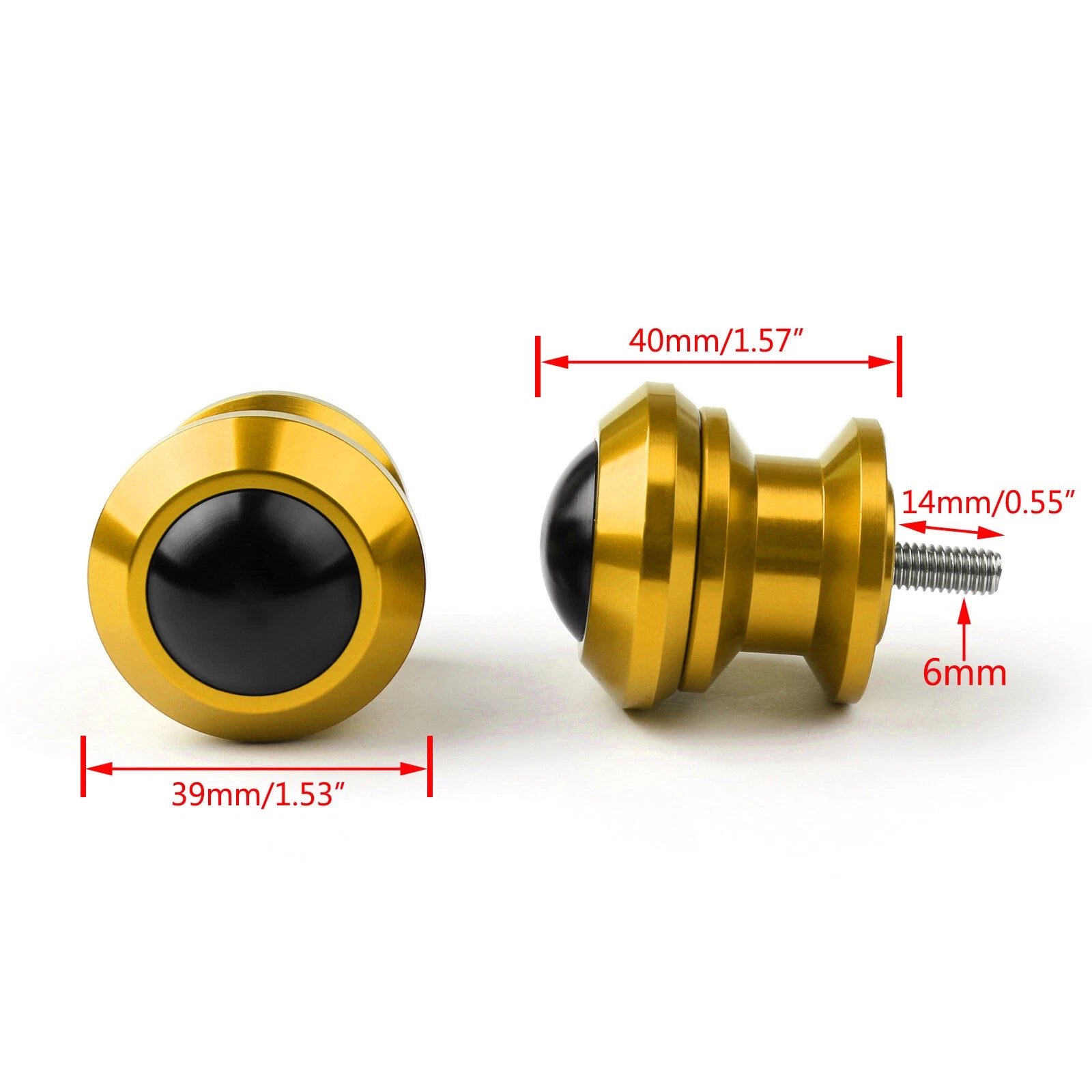 Pair of 6mm Swingarm Sliders Spools for Yamaha MT01 MT09 YZF-R3 R1 (2001–2023)