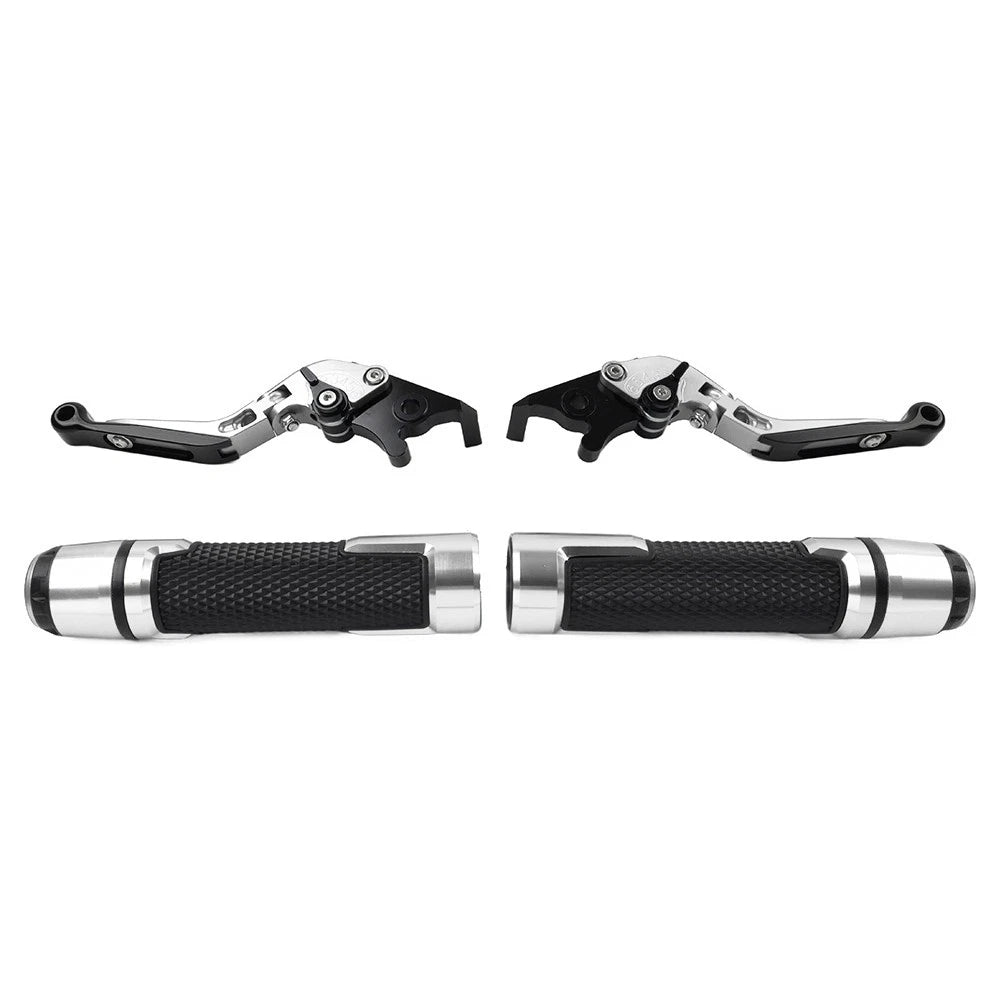 Silver Extendable Brake Clutch Levers Handlebar Grips Set For BMW G310R G310GS