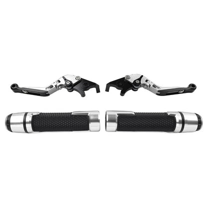 Silver Extendable Brake Clutch Levers Handlebar Grips Set For BMW G310R G310GS