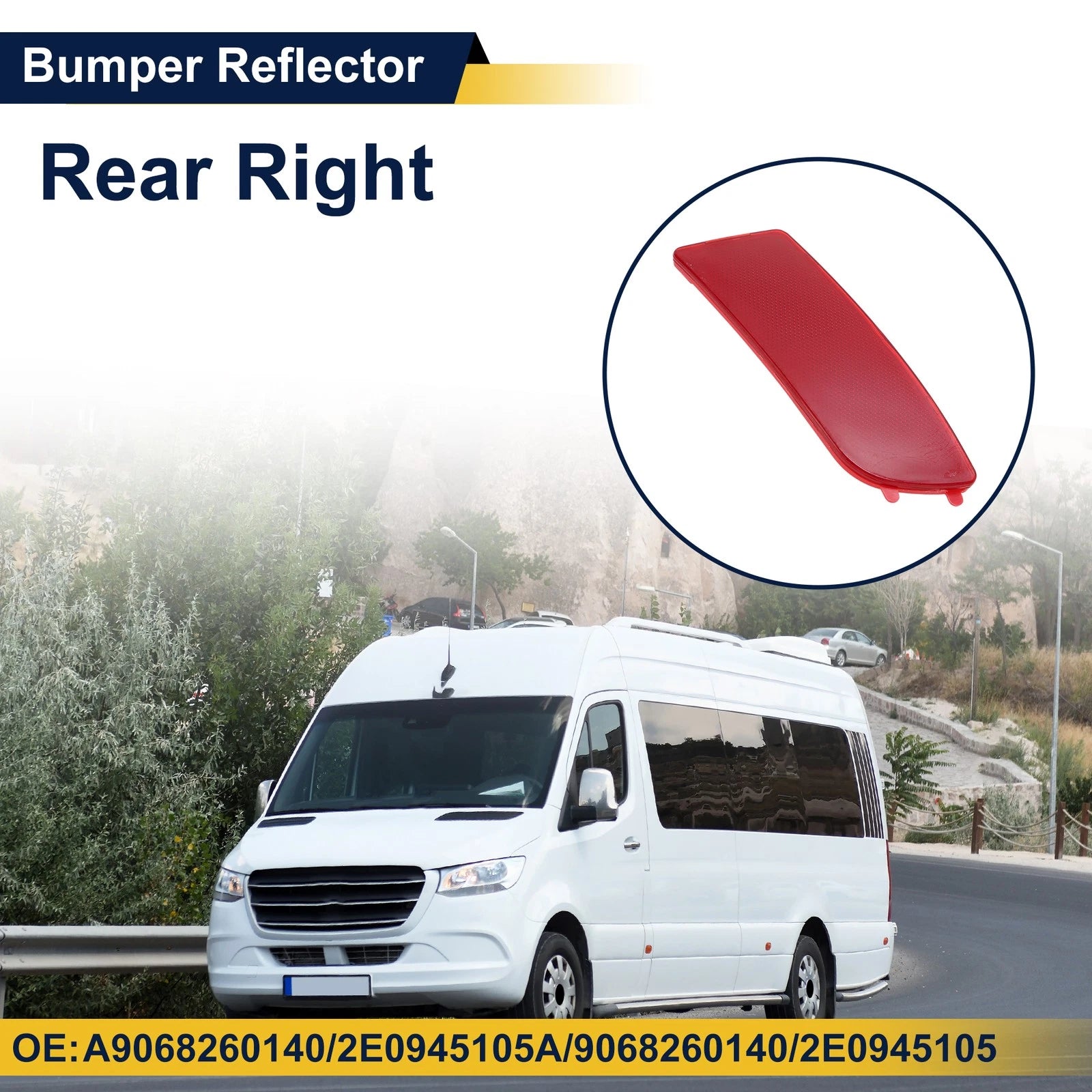 Rear Right Bumper Reflector Replacement for Mercedes-Benz Sprinter W906 (2006–2024) Red