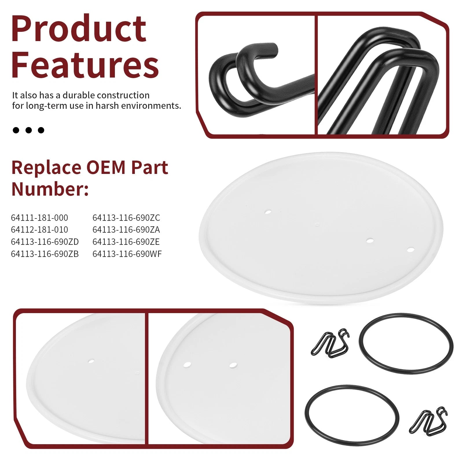White Front Number Plate 64113-116-690ZD for Honda Z50R (1979–1987) w/ Clips