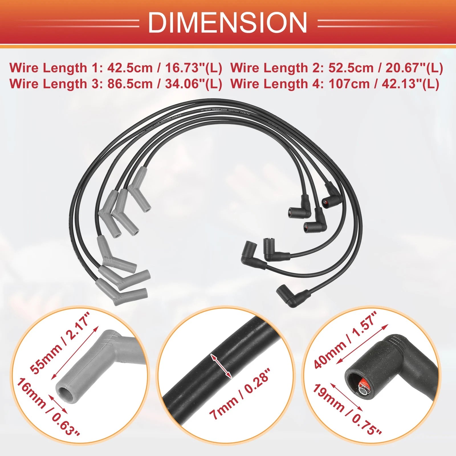 6 Pcs Ignition Coil Wire Spark Plug Cable Replacement for Ford F-150 (2005–2008)