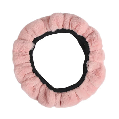 Medium Size Pink Steering Wheel Cover for Universal Fit (Non Slip, Plush)